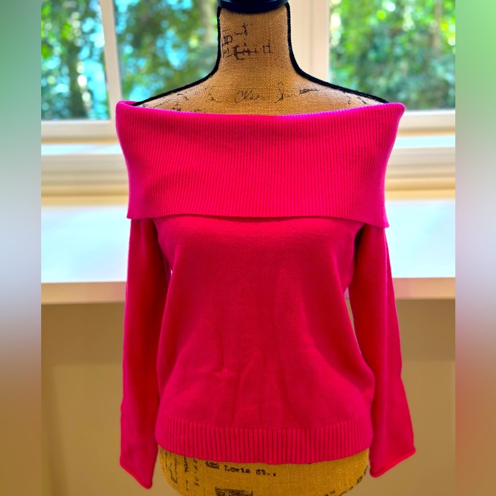 Anthropologie Shelby Off The Shoulder Hot Pink Sweater Size Small